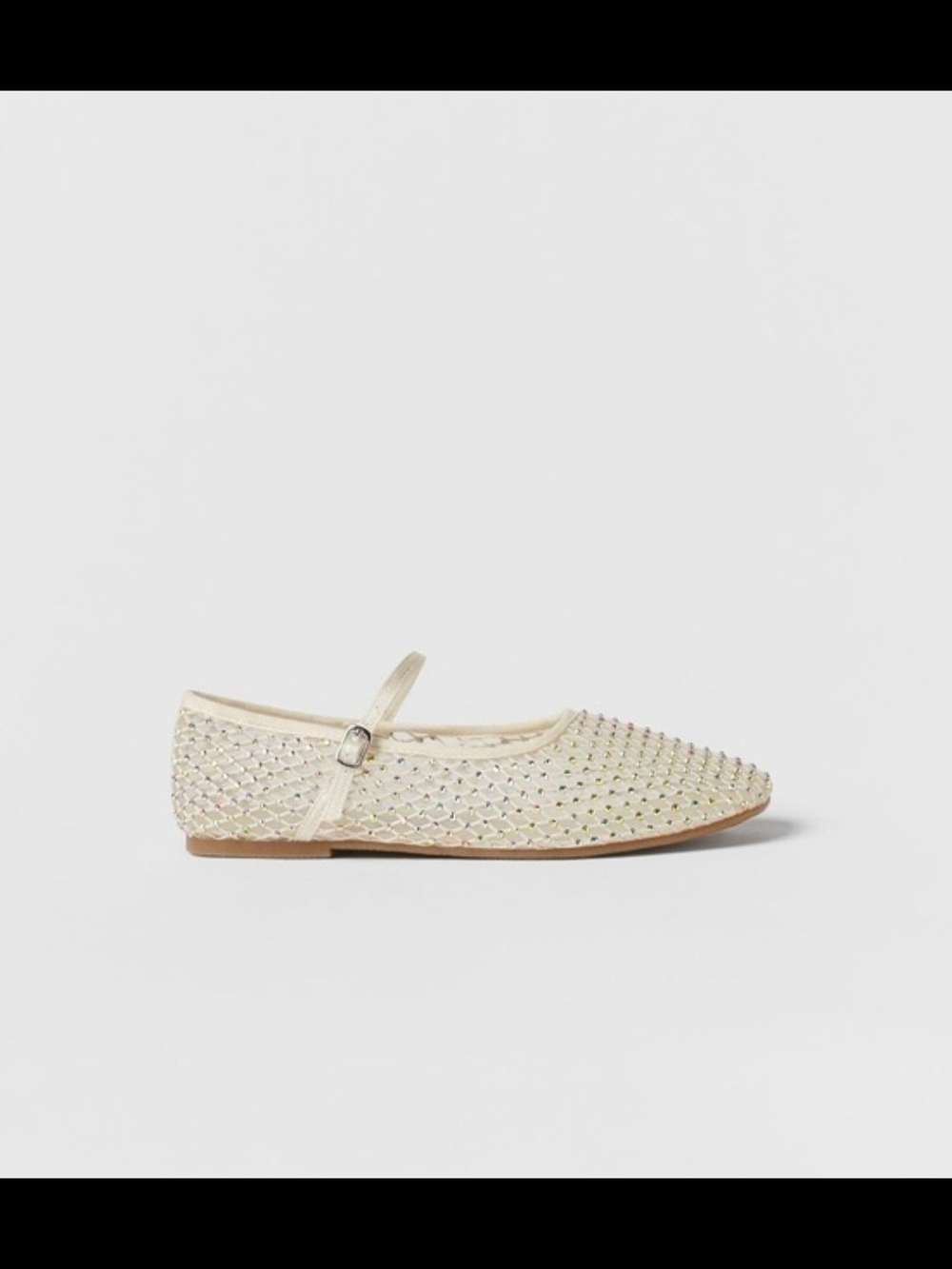 Zara Girls' Sparkle Mary Jane Flats with rhibestones  in Cream